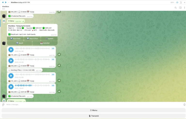 Black Box Telegram bot: recall delivers timestamped radio recordings straight to the phone